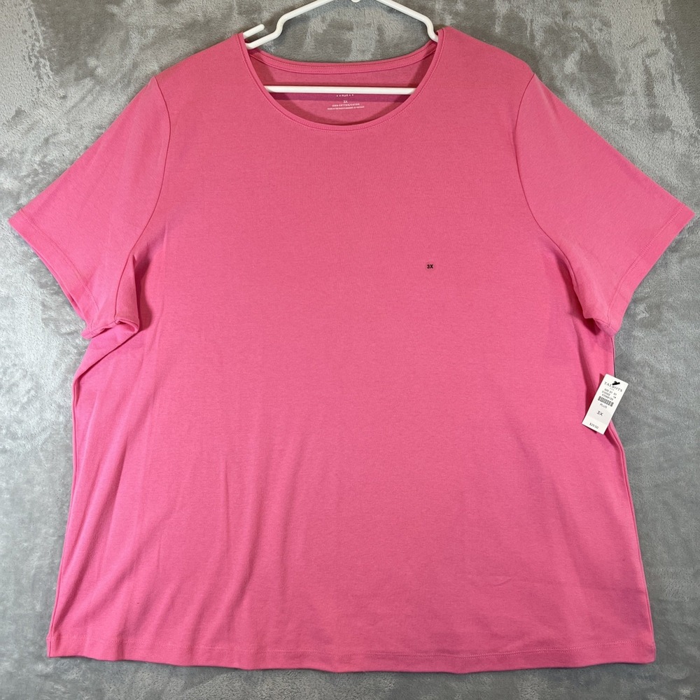 Talbots Plus Basic Tshirt Cotton Size 3x Stretch Pink Tee Short Sleeve NWT‎